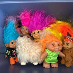 Vibrant Troll Doll Collection with Colorful Hair